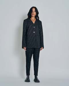 New Lands Stella Blazer - Black w Silver pinstripe