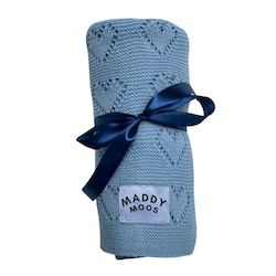 Maddy Moos Cotton Baby Blanket - Blue