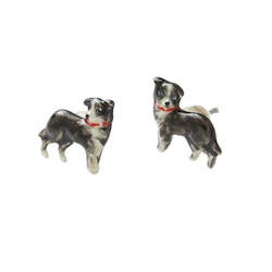 Gift: Enamel Collie Dog Stud Earrings by Fable England