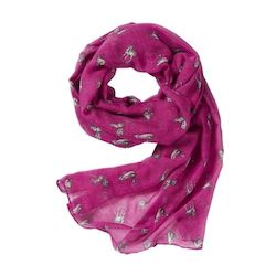 Purple Signature Animal Print Scarf by Fable England