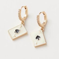 Enamel Ace of Spades Huggie Earrings by Fable England