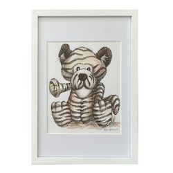 Top-notch Tiger: Framed Original Doodle Artwork by New Zealand Artist Rod Upchurch