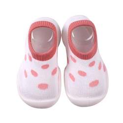 Baby Pre-Walkers / Toddler Shoe Socks - White with Pink Spots