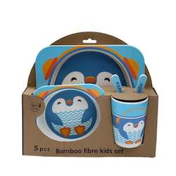 Hip Hop Penguin Bamboo Toddler Dinner Plate Set