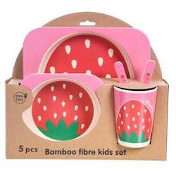 Gift: Strawberry Bamboo Toddler Dinner Plate Set