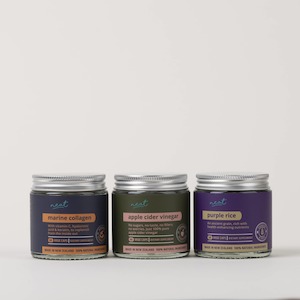 Sauces: Neat Supplements Trio | Marine Collagen, Keratin & Hyaluronic Acid - Apple Cider Vinegar - Purple Rice Antioxidant