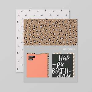 Books Stationery: Wrap, Card + Gift Tag Set - Leopard and Crosses