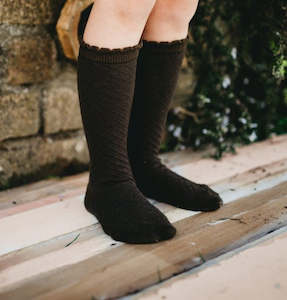 Picnic Knee-High Socks - Midnight Olive