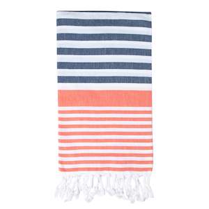 Sofia Turkish Towel Navy Coral