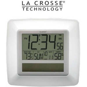 Solar Digital Wall Clock Indoor Temp Humidity