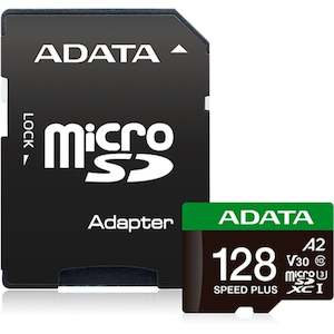 ADATA Speed Plus microSDXC UHS-I U3 A2 V30 Card with Adapter 128GB