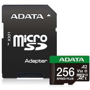 ADATA Speed Plus microSDXC UHS-I U3 A2 V30 Card with Adapter - 256GB