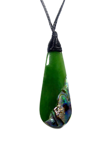 Jade/paua Drop Pendant 45mm