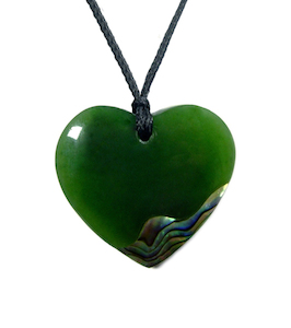 Jade/paua Heart Pendant 30mm