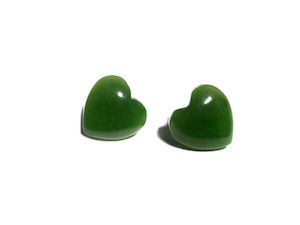 Jade Heart Stud Earrings 10mm