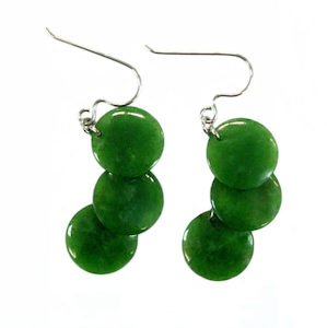 Jade 3 Tiered Round Drop Earrings 35mm