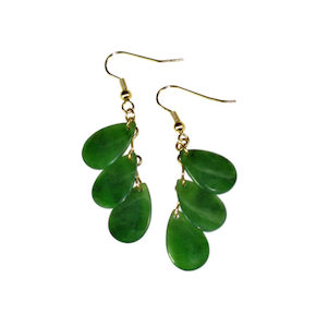 JADE 3 TIERED PEAR DROP EARRINGS 37mm