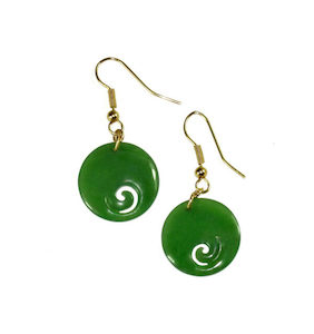 Jade Koru Round Earrings 20mm