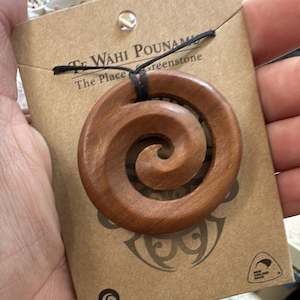 Wood Carved Necklace: Your Taonga Wood Carving Koru Necklace