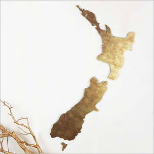 Staff Picks: NZ Map Wall Art - Gold Texture pattern