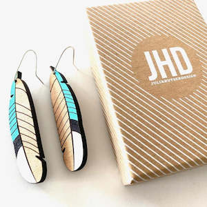 Jhd Julia Huyser Design: JHD Kingfisher Feather Hook Earrings