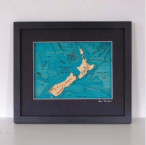 Nz Artist Collections: New Zealand Map Wall Art - Small