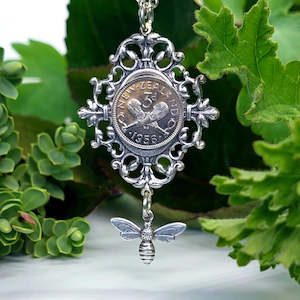 Rainey Designs: Threepence Coin Garden Frame Pendant - Silver