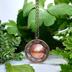 Domed Two Way Garden Circle Pendant with Two Cent Coin