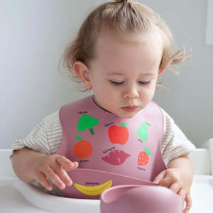 Moana Road Sale: Silicone Baby Bib - Fruit and Veg