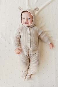 Knitwear: Bear Knit Onepiece - Sand Marle Fleck