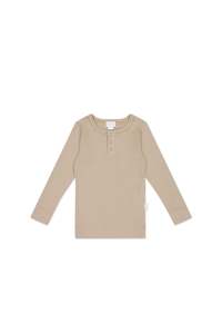 Organic Cotton Modal Long Sleeve Henley - Fawn