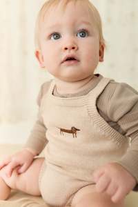 Playsuits Rompers: Ethan Playsuit - Oatmeal Marle Cosy Basil