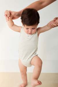 Playsuits Rompers: Pima Cotton Noah Playsuit - Milford Sound/Cloud Stripe