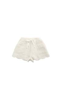 Skirts Shorts: Organic Cotton Muslin Anja Short - Parchment