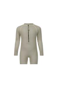 Swimwear: Rocco Suit - Fine Vertical Stripe Dark Olive