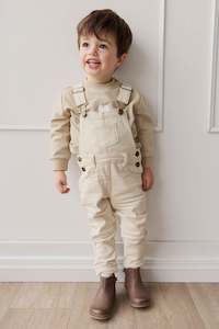 Overalls: Jordie Overall - Fine Stripe Biscuit/Cloud