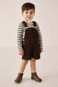 Overalls: Casey Cord Short Overall - Bear