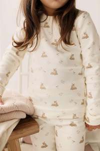 Organic Cotton Fine Rib Ellison Long Sleeve Pyjama Set - Little Fawn