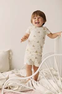 Organic Cotton Fine Rib Bronte Short Sleeve Pyjama Set - Clover Fields