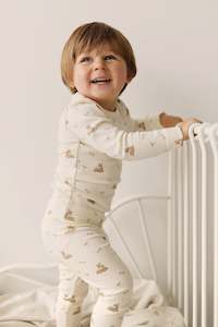 Organic Cotton Fine Rib Ellison Long Sleeve Pyjama Set - Clover Fields