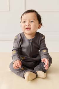 New: Organic Cotton Reese Zip Onepiece - Bobbie Bears Black Oyster