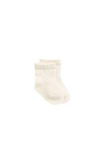 Emily Pointelle Ankle Sock - Milk