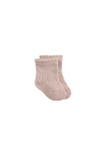 Socks Tights: Emily Pointelle Ankle Sock - Dusky Rose