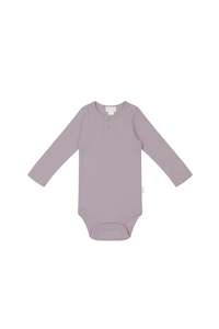 Organic Cotton Modal Long Sleeve Bodysuit - Vintage Berry