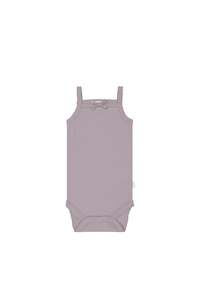 Organic Cotton Modal Singlet Bodysuit - Vintage Berry