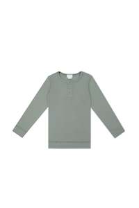 Organic Cotton Modal Long Sleeve Henley - Milford Sound