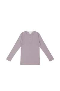 Organic Cotton Modal Long Sleeve Henley - Vintage Berry