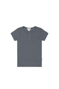 Organic Cotton Modal Henley Tee - Smoke