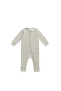 Organic Cotton Fine Rib Gracelyn Zip Onepiece - Mist