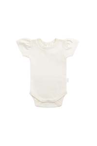 Organic Cotton Cap Sleeve Bodysuit - Buttermilk